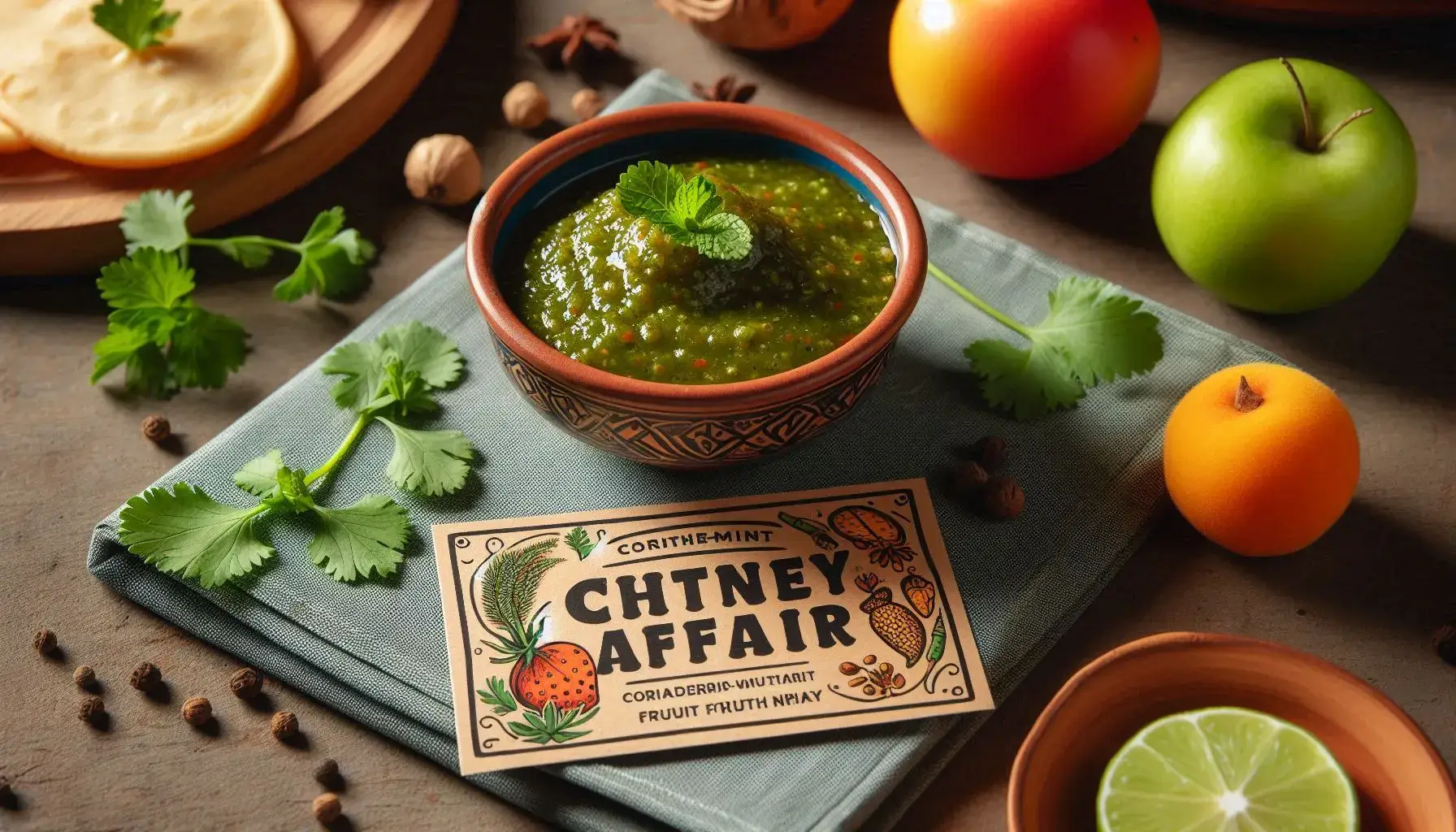 Dried Coriander-Mint Chutney served in a bowl